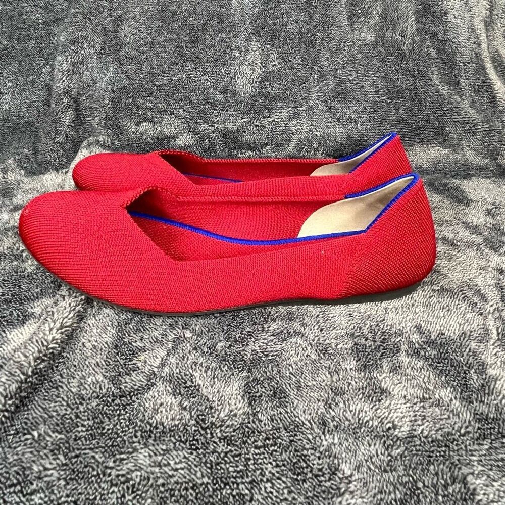 Rothy's Flats Women's 7.5 Red Round Toe Slip-On Knit Shoes